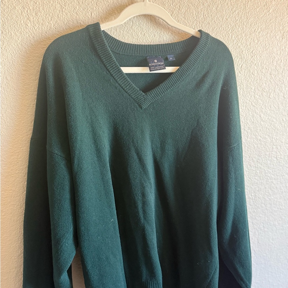 Vintage 100% Lambswool Oversized Pine Green Sweater - Cozy Luxury Y2K Basics - Picture 6 of 8